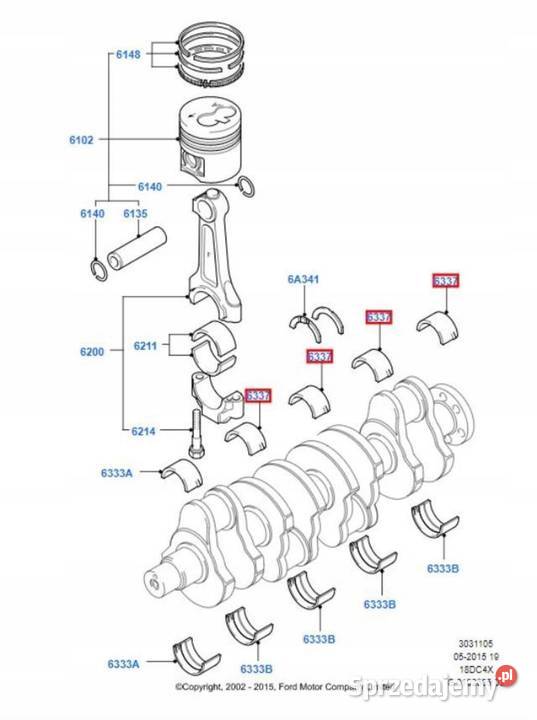 PANEWKI WAŁU KORBOWEGO FORD TRANSIT CONNECT 18