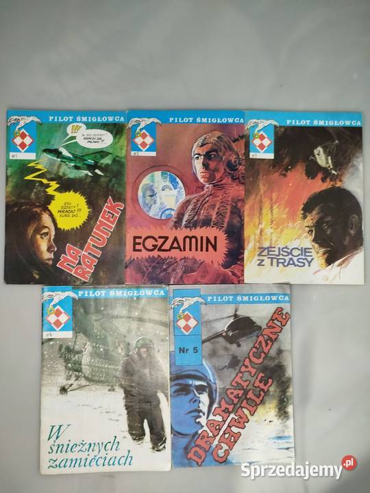 Pięć komiksów legendarnego Pilot śmigłowca PRL miękka Zgierz sprzedam