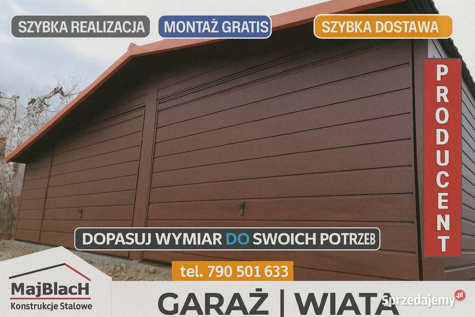 Garaż Blaszany DREWNOPODOBNY ORZECH Brama ORZECH Kłodzko