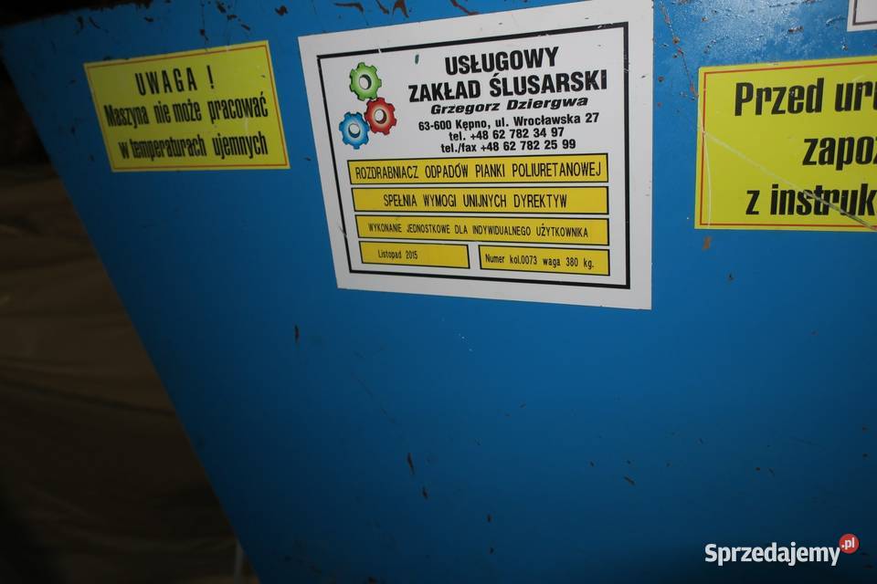 Rozdrabniacz odpadów pianki poliuretanowej RPd Kartuzy sprzedam