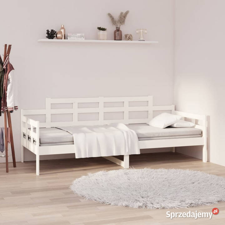 Łóżko dzienne białe lite drewno sosnowe 80x200