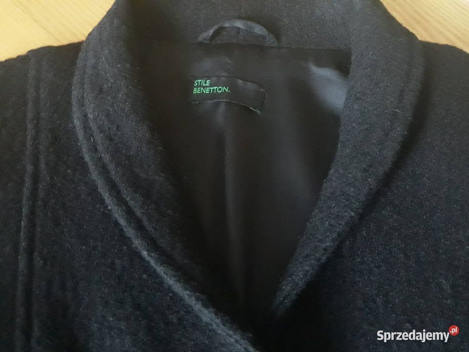 Ciepła wełniana marynarka jednorzędowa Benetton czarny mazowieckie Warszawa
