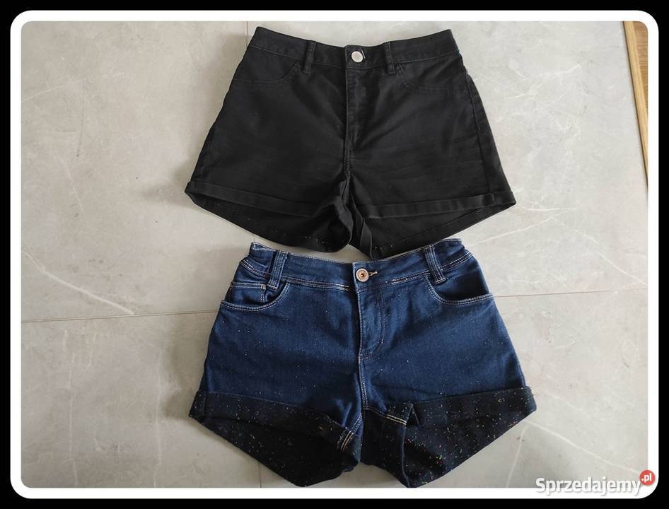 2 pary Spodenki jeansowe szorty 34 XS granatowe sprzedam
