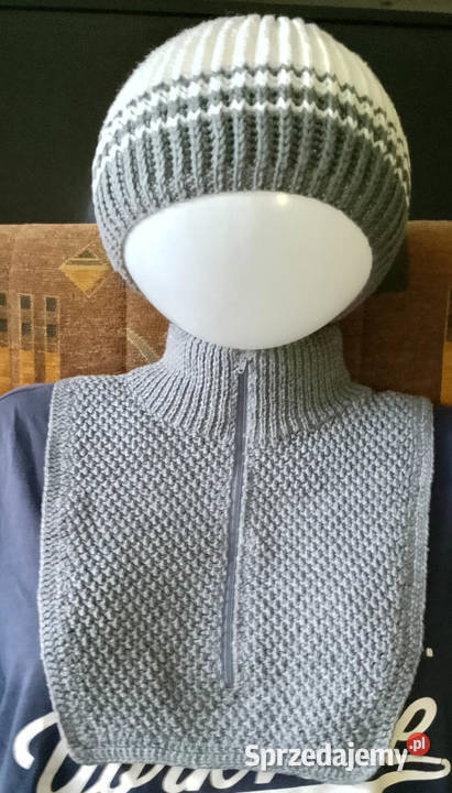 czapka i golf rozpinany komplet na chłodne dni szary/srebrny Moda i Styl Suwałki
