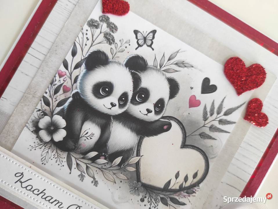 Kartka ręcznie robiona na walentynki Kocham Cię Łódź sprzedam