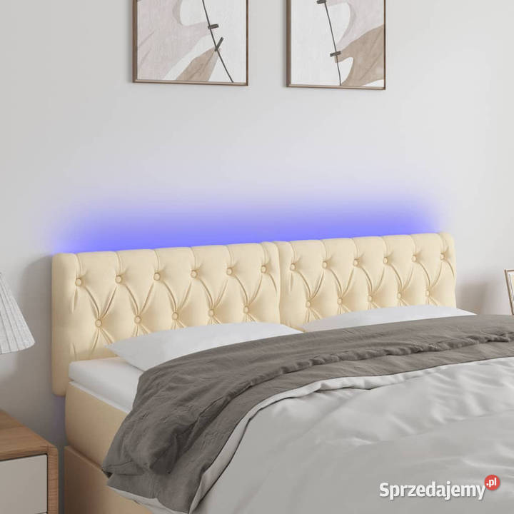 Zagłówek do łóżka z LED kremowy 144x7x7888 Warszawa