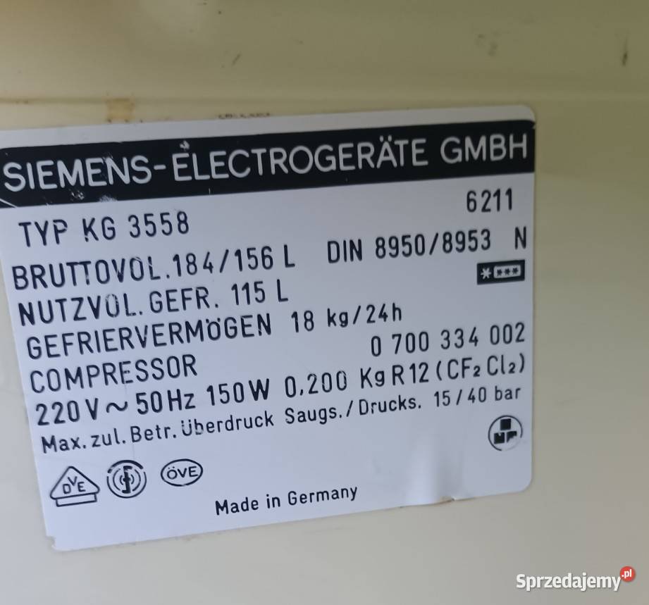 Lodówki zamrażarka Siemens 190 wys Sprawna Oddam Lodówki i zamrażarki Gronowo sprzedam