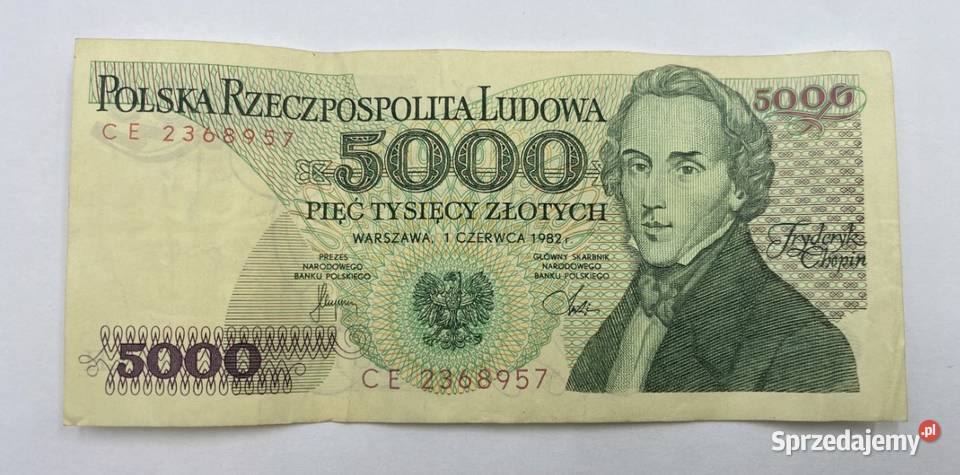 Banknot 5000 zl 1982 Puławy sprzedam