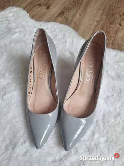 Lakierowane szare szpilki Ryłko skóra naturalna Ryłko Kraków