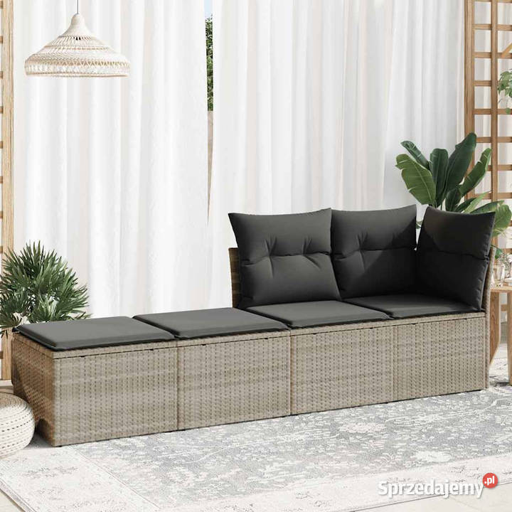 2cz sofa ogrodowa z poduszkami jasnoszary rattan Warszawa