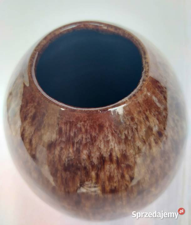 Wazon ceramiczny retro bączek szkliwo zaciekowe Wazony Kraków