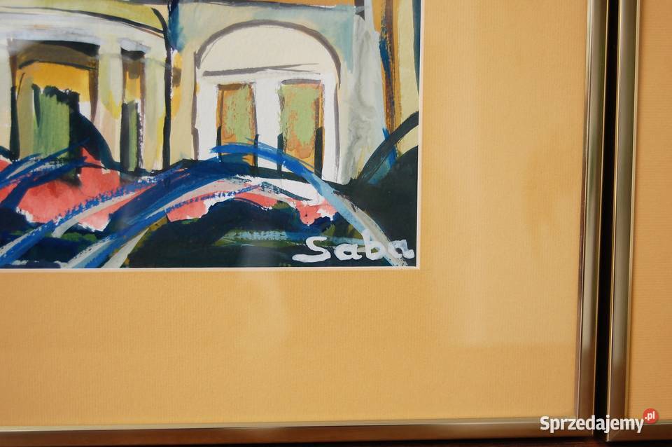 Architektura dworek obraz dyptyk gwasz akwarela Lublin