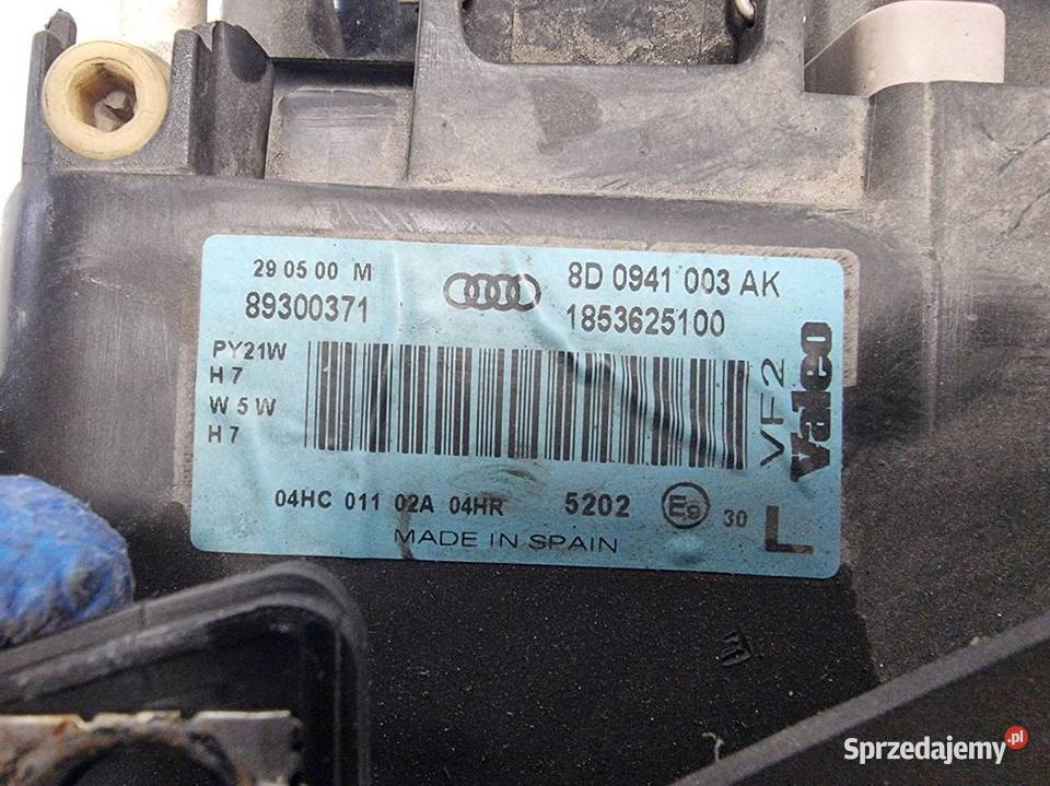 LAMPA LEWA PRZÓD AUDI A4 B5 8D0941003AK Pozostałe kujawsko-pomorskie