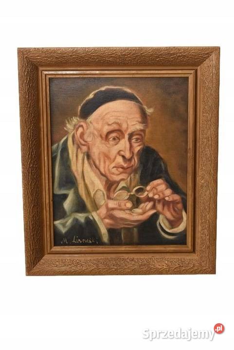 M Lisowski Żyd Liczący Pieniądze Obraz Kraków