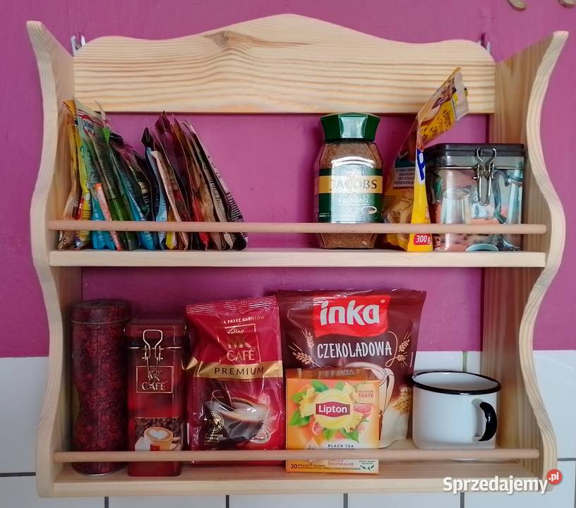 Półka wisząca drewniana na herbatę kawę 16cm Półki Balin