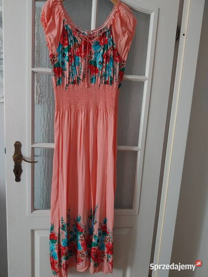 Letnia łososiowa sukienka 100bawełny Polkowice