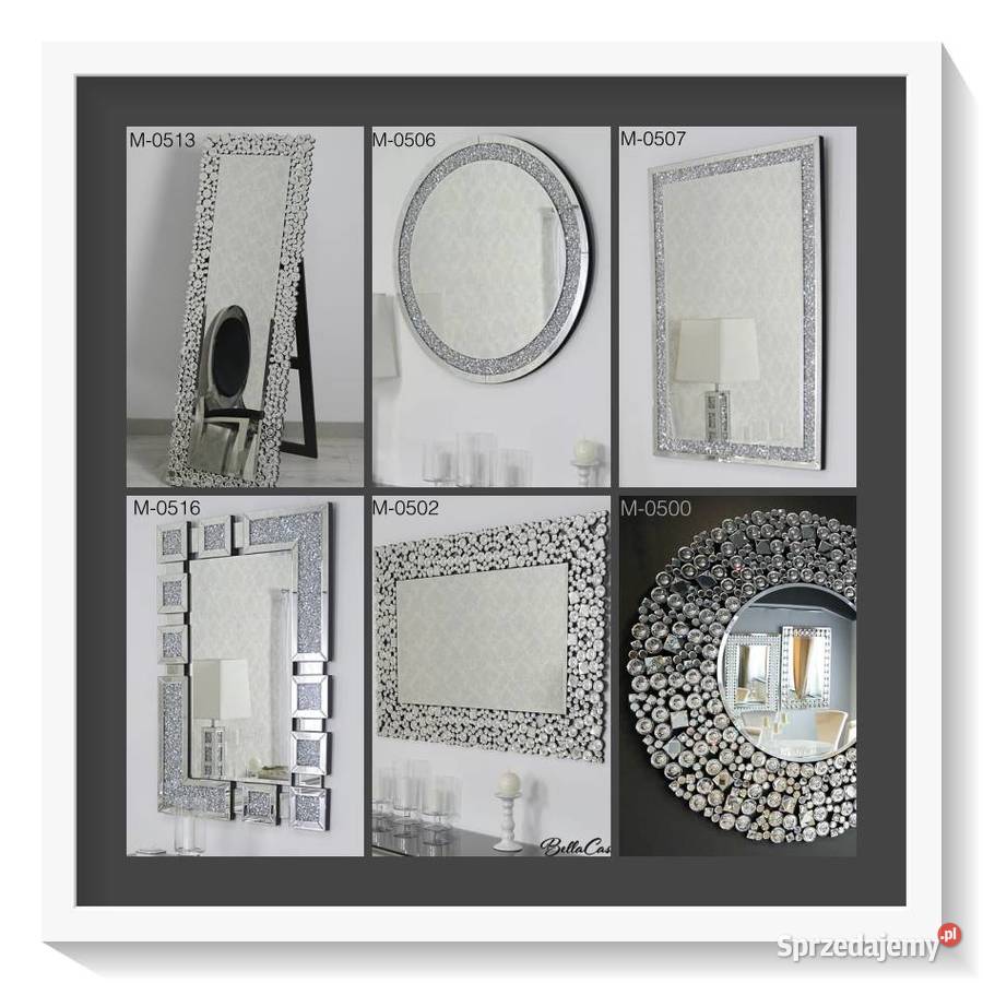 Lustro glamour z kryształkami okrągłe Warszawa