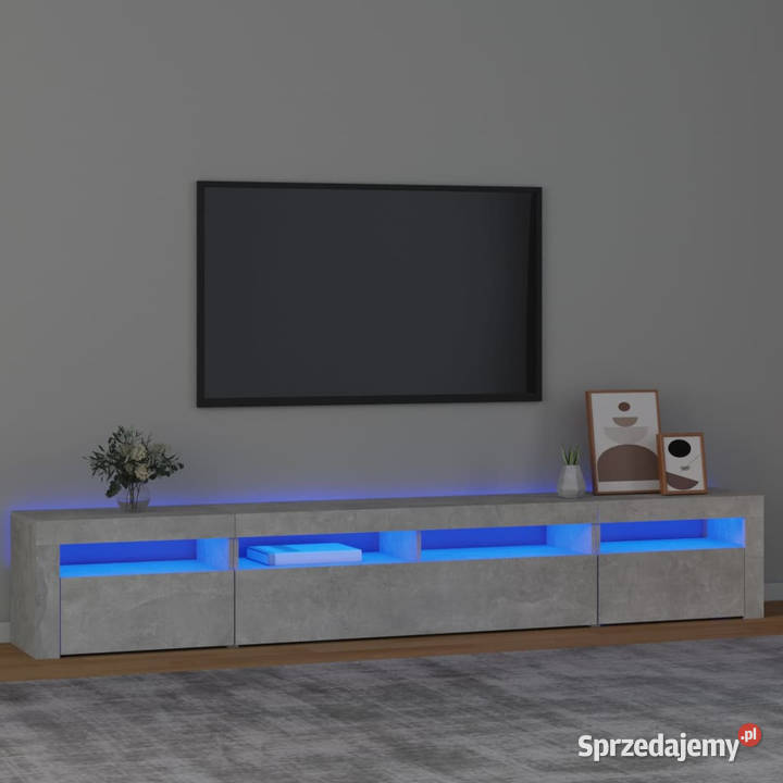Szafka pod TV z oświetleniem LED szarość betonu Warszawa sprzedam