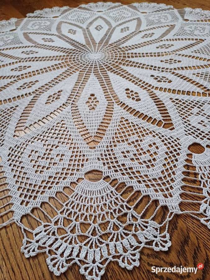 Serweta szydełkowa okrągła rękodzieło biały Częstochowa
