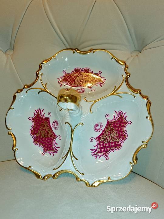 Pirkenhammer Piękny burgundowy kabaret patera śląskie Jastrzębie-Zdrój