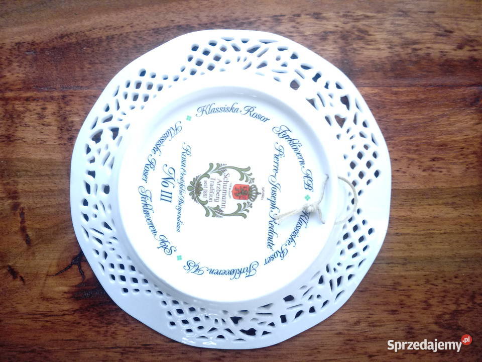 porcelanowy talerz ażurowy Bavaria wiszący róże Porcelana i szkło