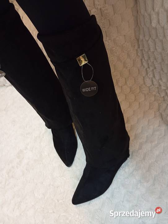 42 WideFit wygodne Czarne Kozaki kowbojki 27cm