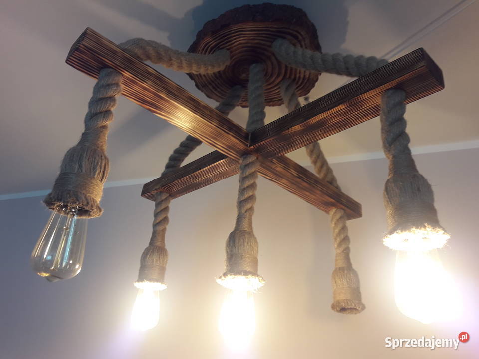 Lampa wisząca K5 z liny jutowej żyrandol 5xE27 z zachodniopomorskie sprzedam