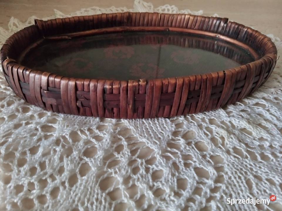 Stara tacka z wiklinowym obrzeżem Rękodzieło Nakło nad Notecią