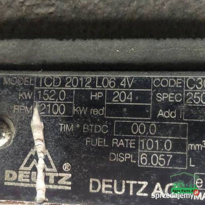 Silnik Deutz TCD2012L064V Blok 04289543 Fendt Ciechanowiec