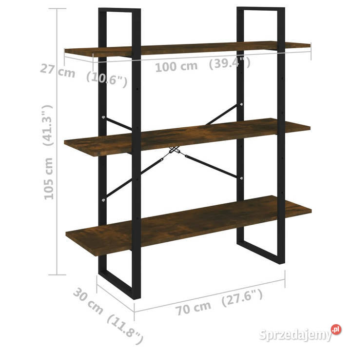 Regał na książki przydymiony dąb 100x30x105 Regały