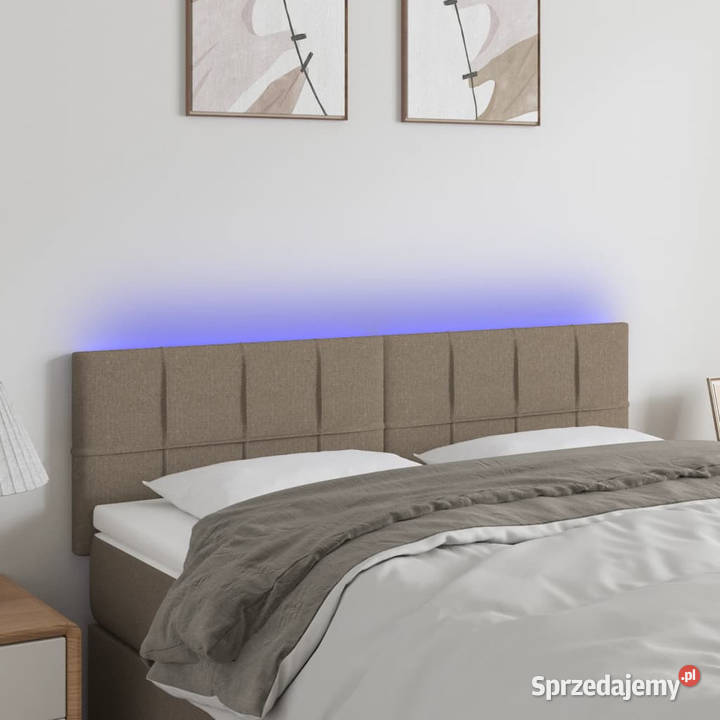 Zagłówek do łóżka z LED taupe 144x5x7888 tkanina Warszawa