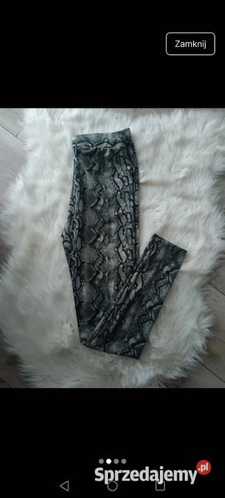 Leginsy czarne wzór węża śliskie obcisłe pretty Krosno