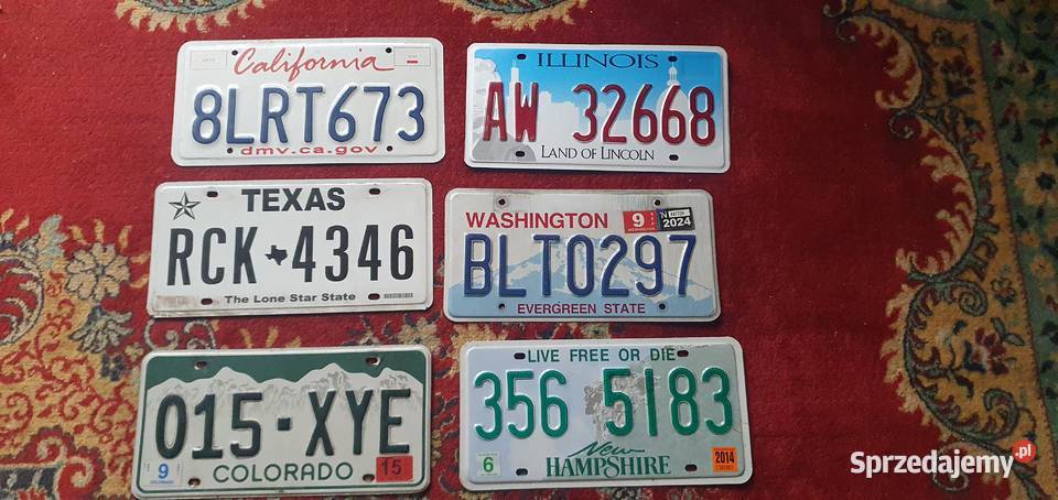 6 tablic rejestracyjnych USA oryginal