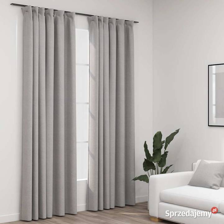 vidaXL Zasłony stylizowane na lniane 2 szare Warszawa