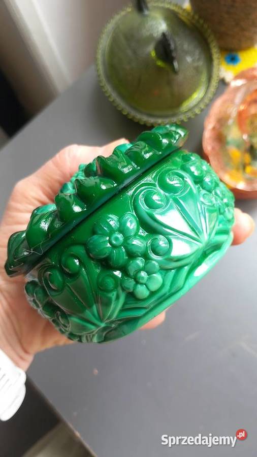 Pudelko malachitowe chryzantema art deco mazowieckie Marki sprzedam