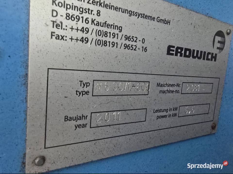 Kruszarka do metalu Ględowo