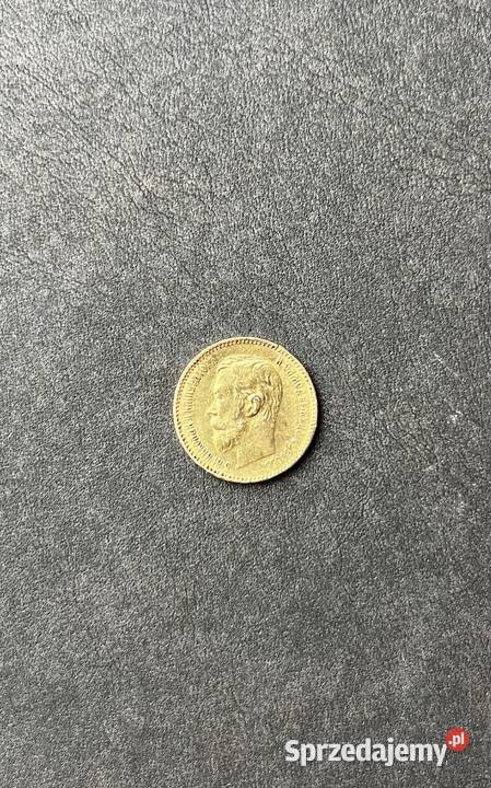 Złote 5 Rubli 1898 Carska Rosja Car Mikołaj II Płock