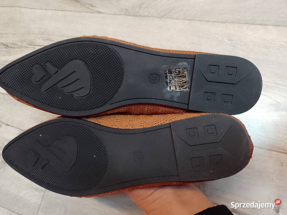 39 Brązowe dzianinowe baleriny wieczorowe NOWE Kraków