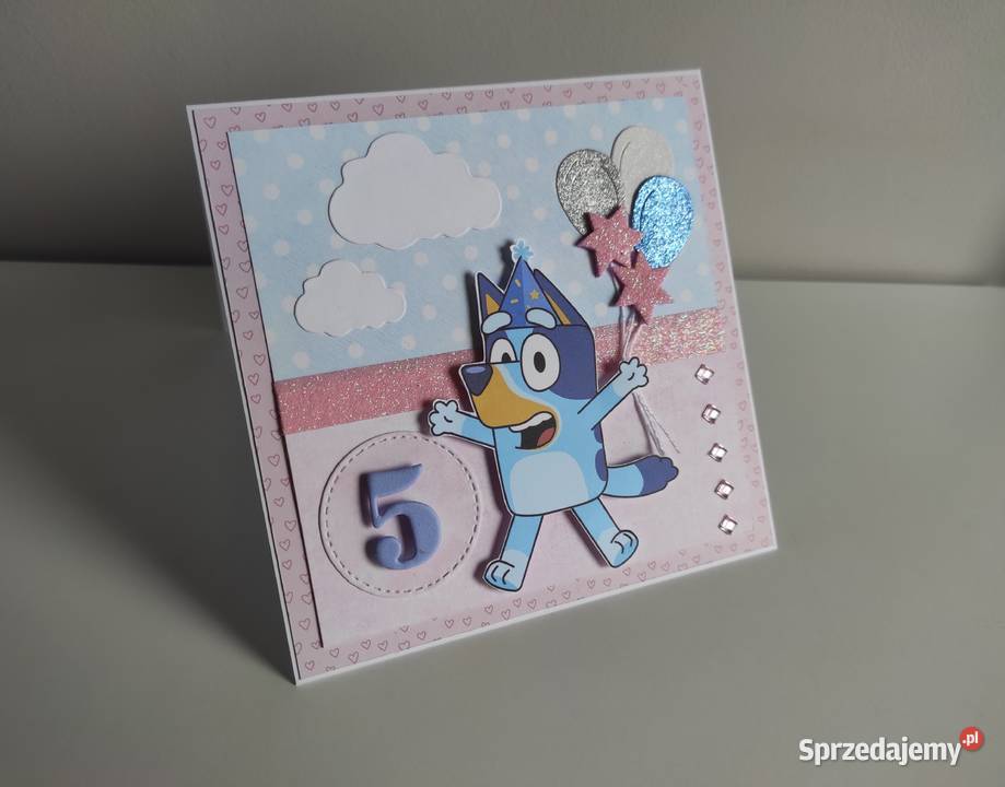 Kartka urodzinowa ręcznie robiona Blue Rękodzieło Łódź