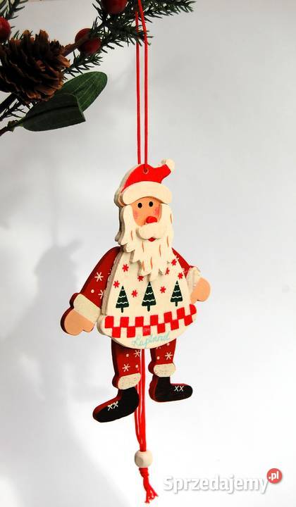 Mikołaj ruchomy zawieszka drewno Finlandia