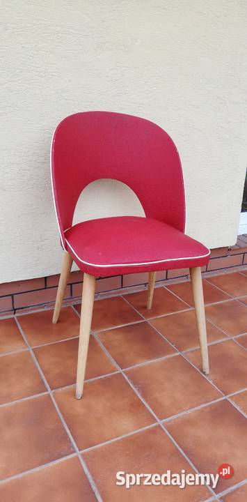 Krzesło pawie oko prl art deco fotel czerwony Garwolin