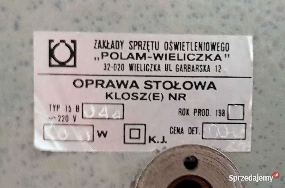 Lampa stołowa PRL Polam Wieliczka Oświetlenie