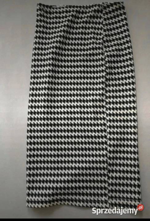 Spódnica długa kolano czarna pepitka ołówkowa Rozmiar 36(S)