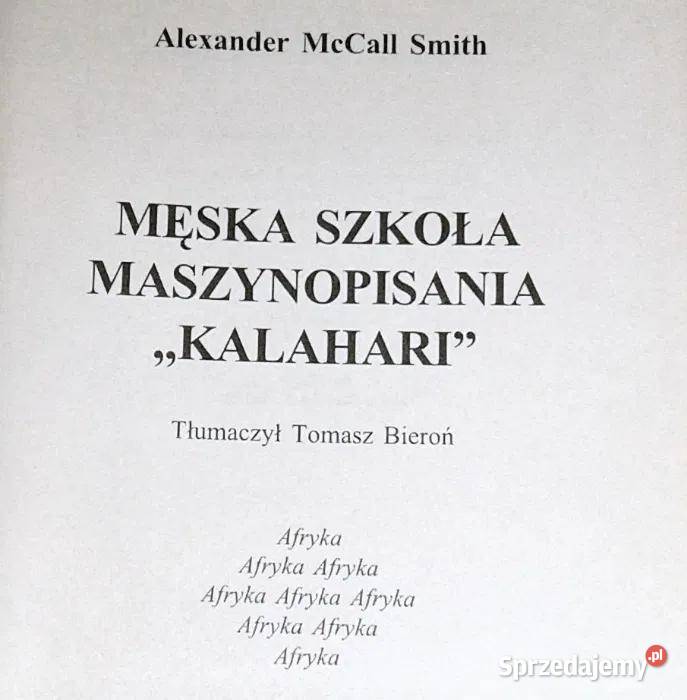 Męska szkoła maszynopisania Kalahari A McCall Chełm