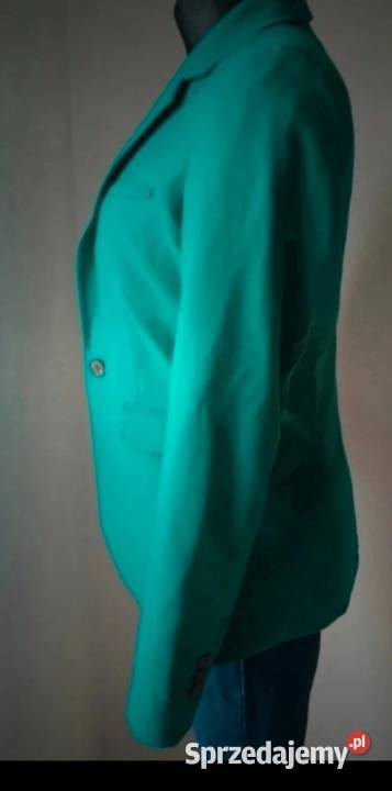 Żakiet elegancki taliowany zielony zapinany na Krosno