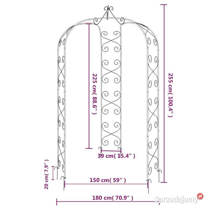 Pergola ogrodowa czarna 180x255 stalowa WM319351 Warszawa