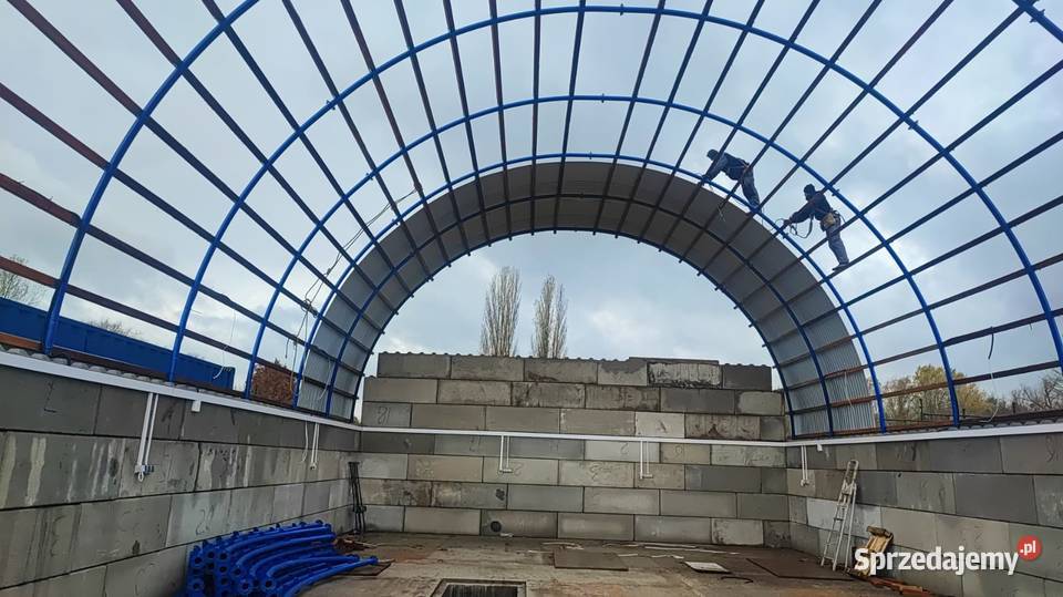 Hala łukowa 11m konstrukcja wiata na słome garaż Lisków
