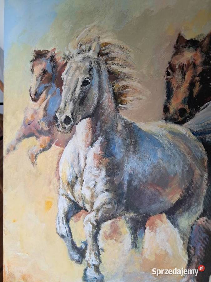 konie obraz olejny na płótnie 90x60