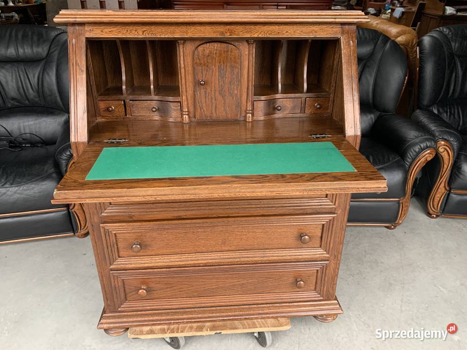 Ładne dębowe biurko sekretarzyk meble wielkopolskie Sławoszewek