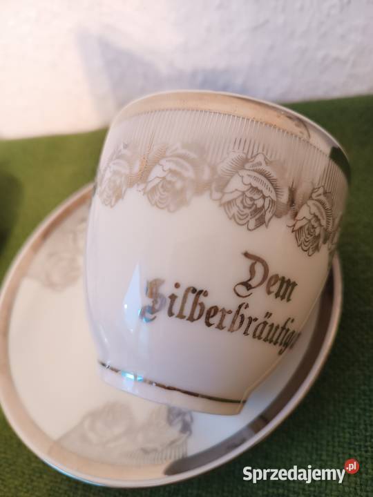 Filiżanki srebrzona porcelana Gorlice